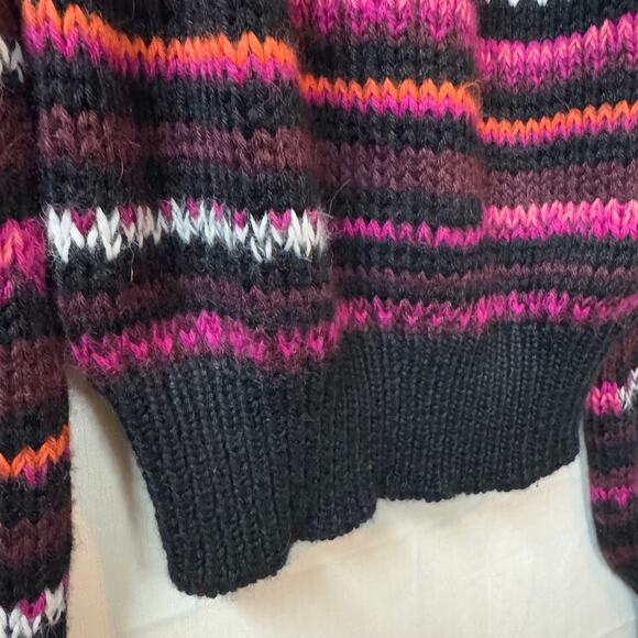 MOTHER Alpaca Blend Sweater Size XS Stripes Bell Sleeve Crop Sweater Chunky - Picture 7 of 12